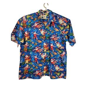 Max Boxxer Christmas Santa Claus Hawaiian Shirt Mens XL Surfing Waves Colorful!
